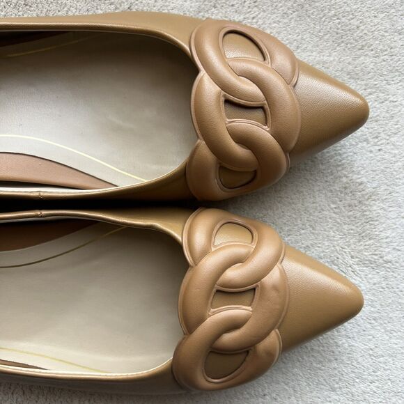 Vionic Arielle Caramel Tan Leather Flats Women’s 6 Pointed Toe Comfort Slip Ons - Picture 1 of 16